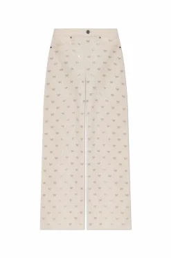 Self-Portrait cream Jeans with Shimmering AppliquƩs