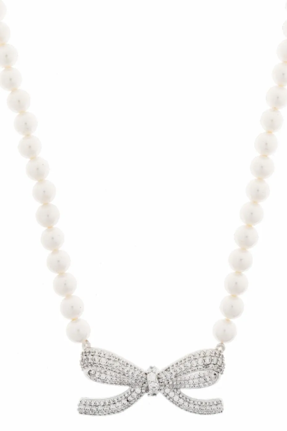 Self-Portrait cream Necklace with shimmering crystals