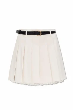 Self-Portrait cream Pleated skirt with belt