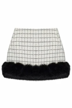 Self-Portrait cream Tweed skirt