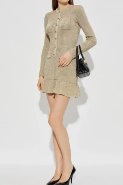Self-Portrait GOLD Dress with lurex thread