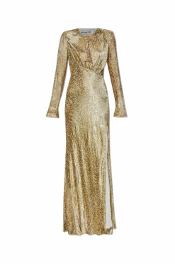 Self-Portrait GOLD Dress with shoulder pads