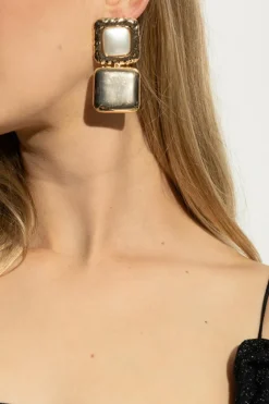 Self-Portrait GOLD Earrings with shimmering crystals