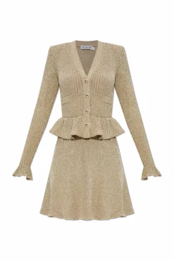 Self-Portrait GOLD Lurex dress with peplum