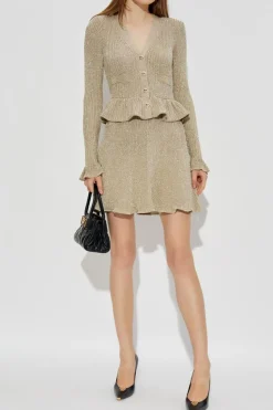 Self-Portrait GOLD Lurex dress with peplum