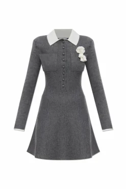 Self-Portrait GREY Dress with appliquƩ
