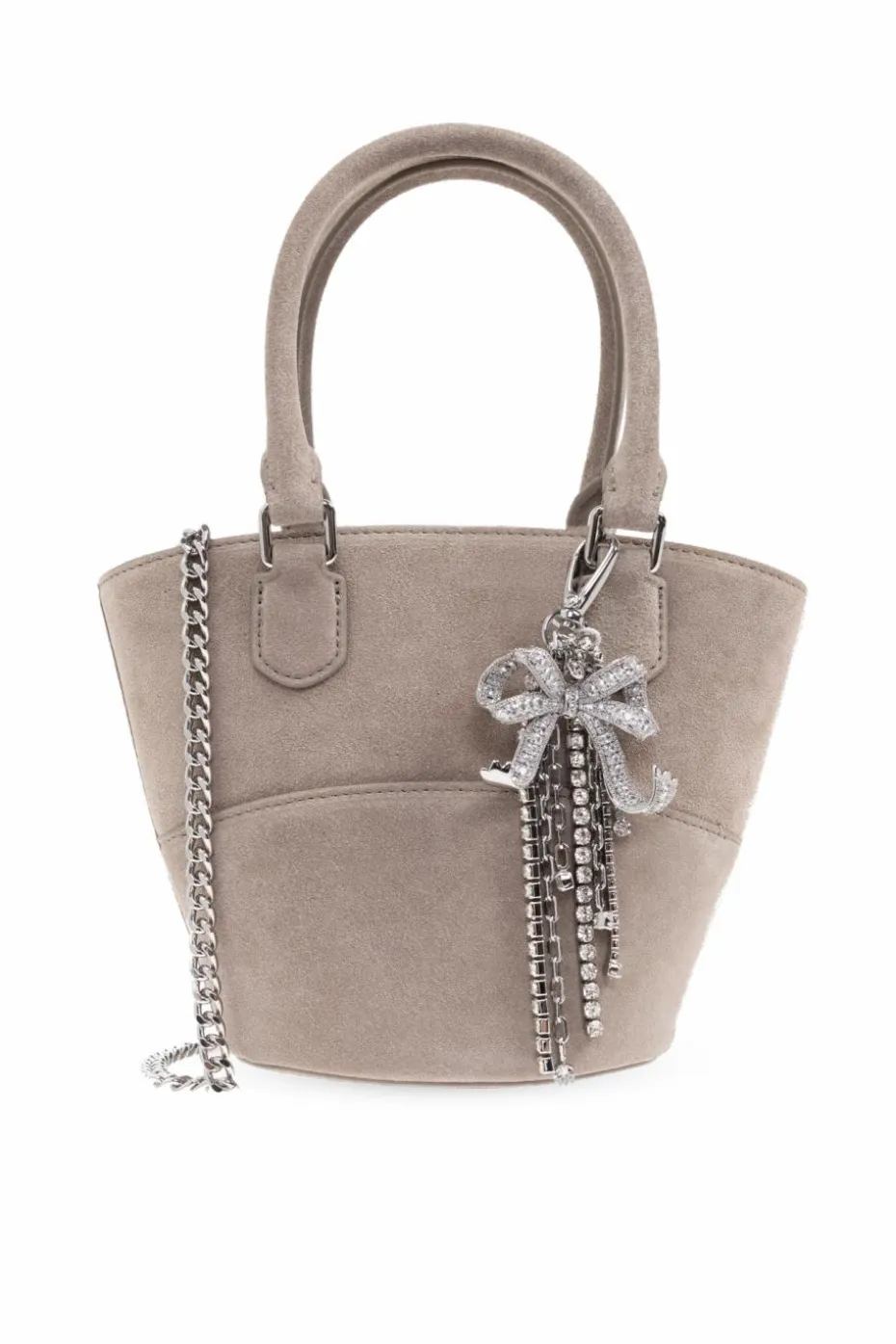 Self-Portrait GREY Suede handbag