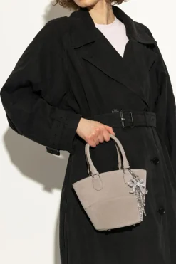 Self-Portrait GREY Suede handbag
