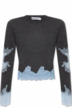 Self-Portrait GREY Sweater with lace inserts