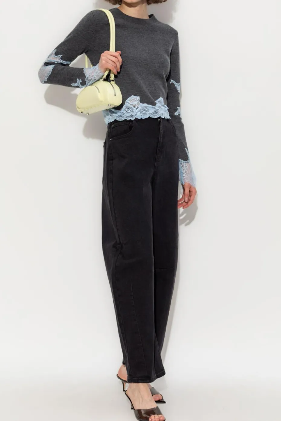 Self-Portrait GREY Sweater with lace inserts