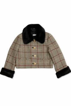Self-Portrait Kids BROWN Jacket with faux fur