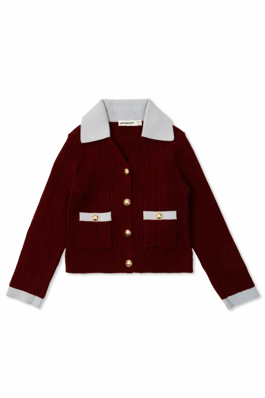 Self-Portrait Kids BURGUNDY Ribbed cardigan