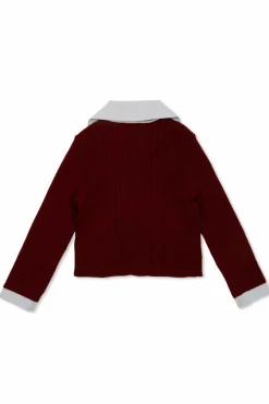 Self-Portrait Kids BURGUNDY Ribbed cardigan