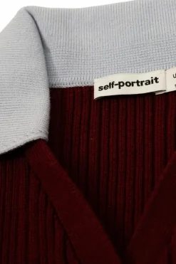 Self-Portrait Kids BURGUNDY Ribbed cardigan