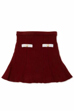 Self-Portrait Kids BURGUNDY Ribbed skirt