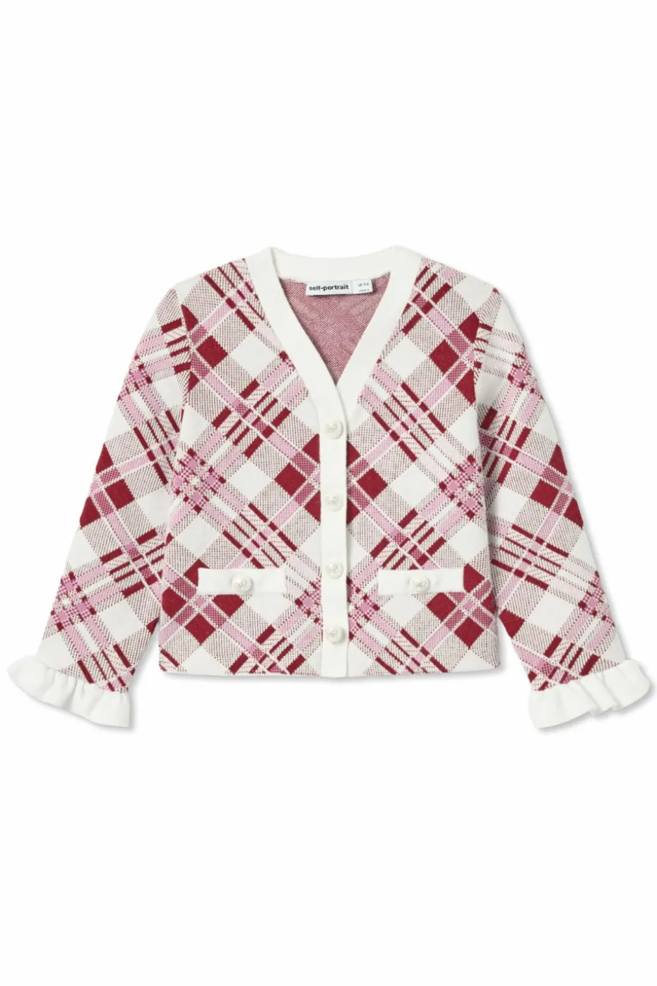 Self-Portrait Kids BURGUNDY Dress with a checkered pattern
