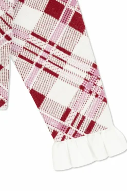 Self-Portrait Kids BURGUNDY Dress with a checkered pattern