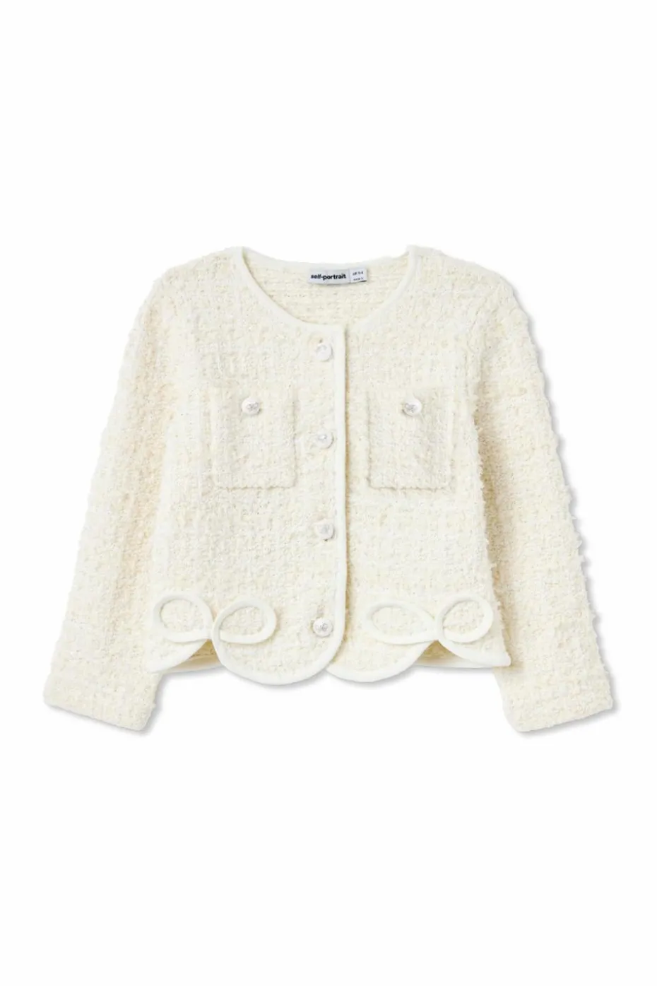 Self-Portrait Kids cream Cardigan with decorative trim