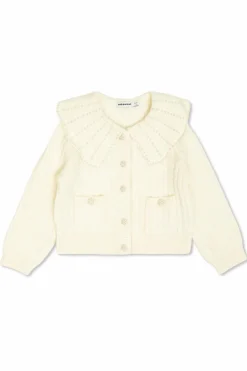 Self-Portrait Kids cream Cardigan with pearl embellishments