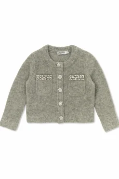 Self-Portrait Kids GREY Cardigan with shimmering appliquƩs