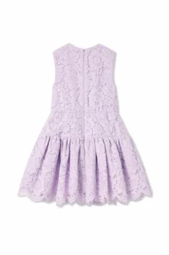 Self-Portrait Kids PURPLE Dress with openwork trim