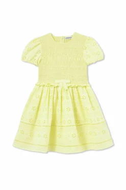 Self-Portrait Kids YELLOW Dress with openwork trim