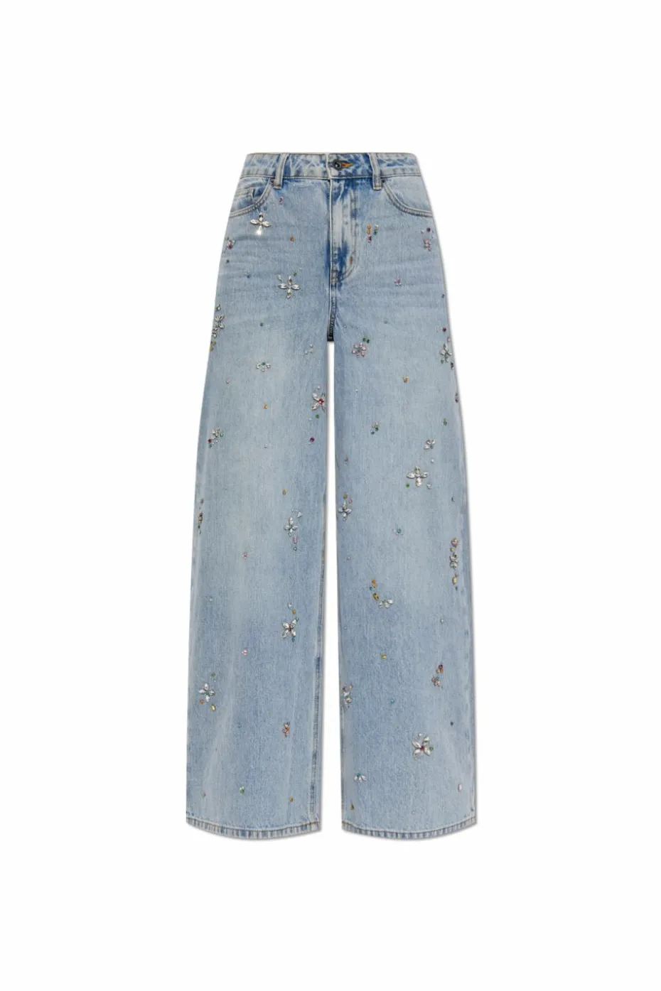 Self-Portrait light blue Jeans with shimmering appliqués