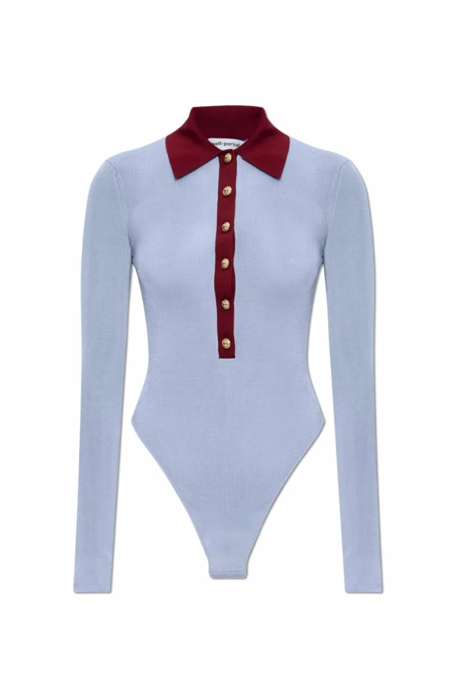 Self-Portrait light blue Long-sleeve bodysuit