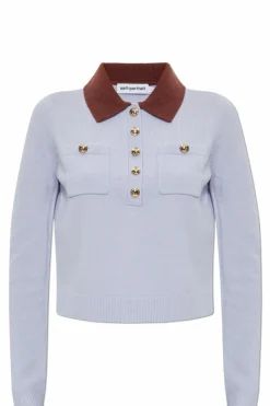 Self-Portrait light blue Sweater with collar
