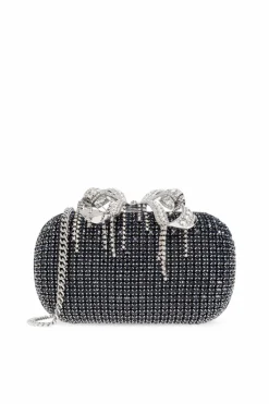 Self-Portrait NAVY BLUE Clutch bag with shimmering crystals