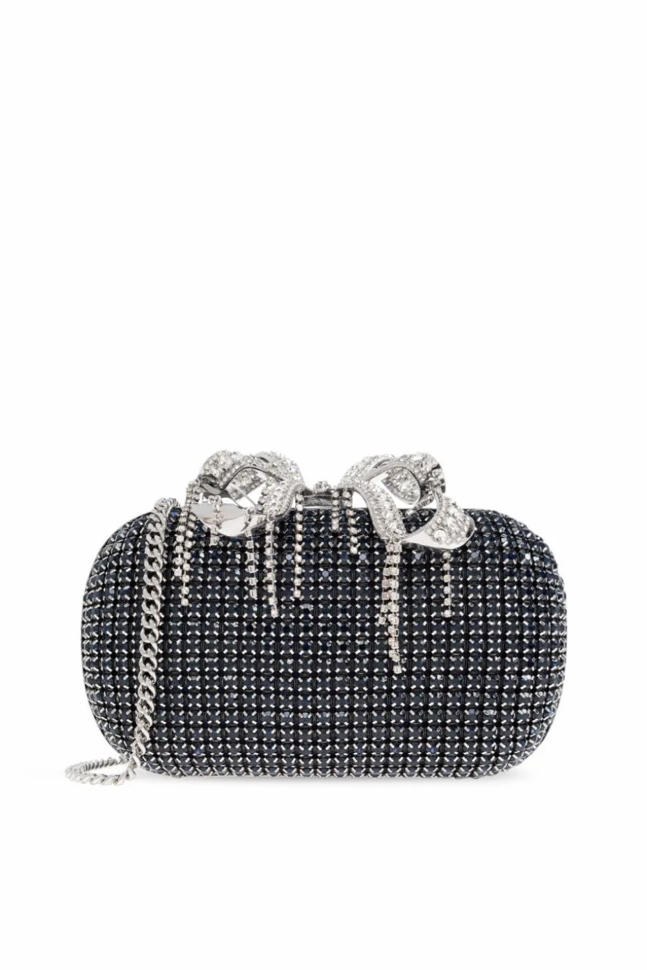 Self-Portrait NAVY BLUE Clutch bag with shimmering crystals