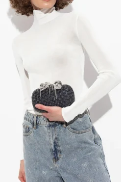 Self-Portrait NAVY BLUE Clutch bag with shimmering crystals
