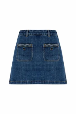 Self-Portrait NAVY BLUE Denim skirt