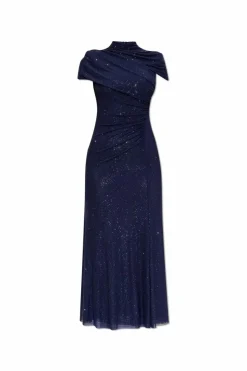 Self-Portrait NAVY BLUE Dress with shimmering sequins