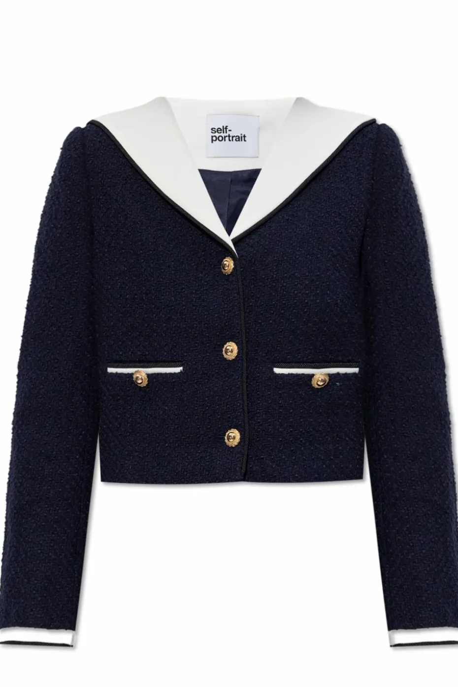 Self-Portrait NAVY BLUE Jacket with collar