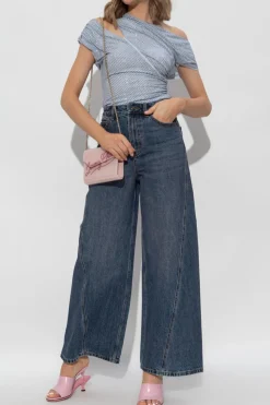 Self-Portrait NAVY BLUE Jeans with wide legs