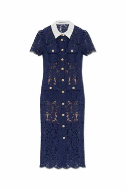 Self-Portrait NAVY BLUE Lace dress with pockets