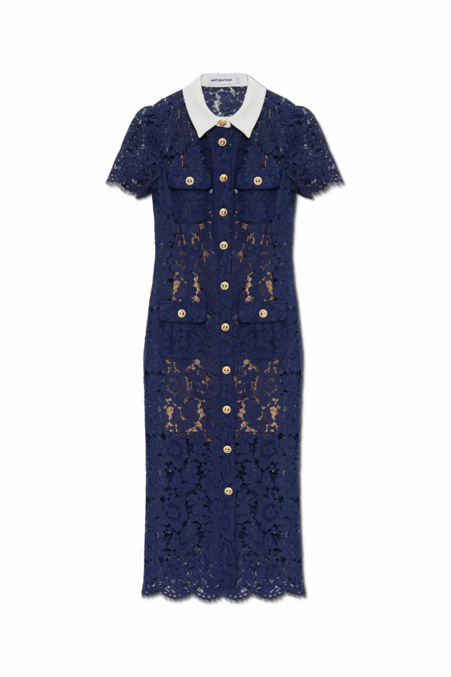 Self-Portrait NAVY BLUE Lace dress with pockets