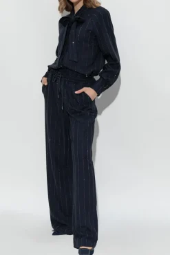 Self-Portrait NAVY BLUE Pants with shimmering sequins