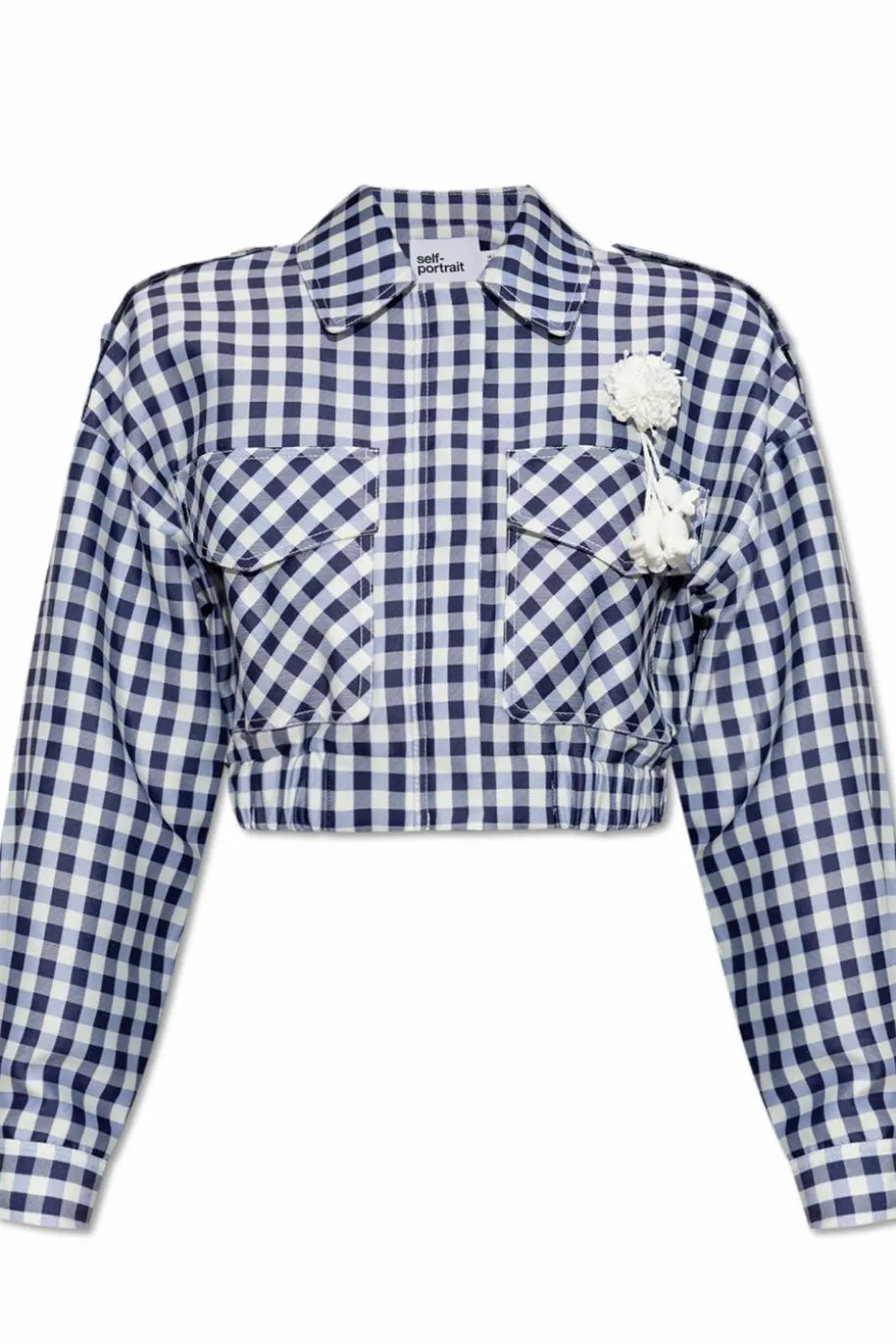 Self-Portrait NAVY BLUE Plaid pattern jacket
