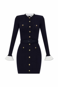 Self-Portrait NAVY BLUE Ribbed dress