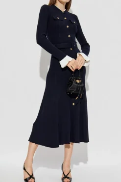 Self-Portrait NAVY BLUE Ribbed dress