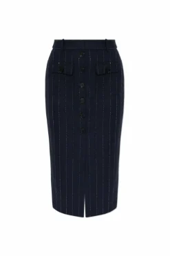 Self-Portrait NAVY BLUE Skirt with shimmering sequins