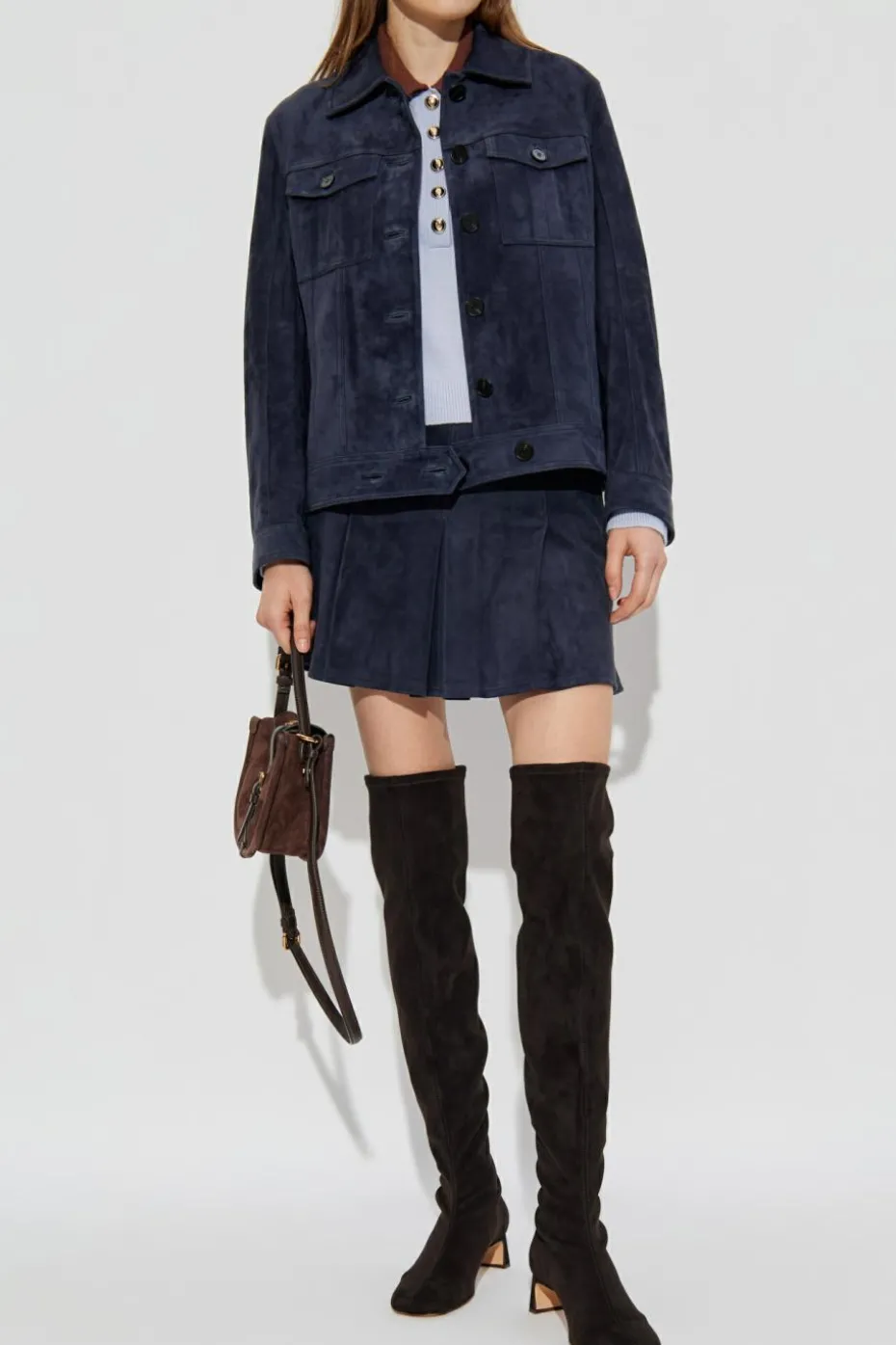Self-Portrait NAVY BLUE Suede skirt