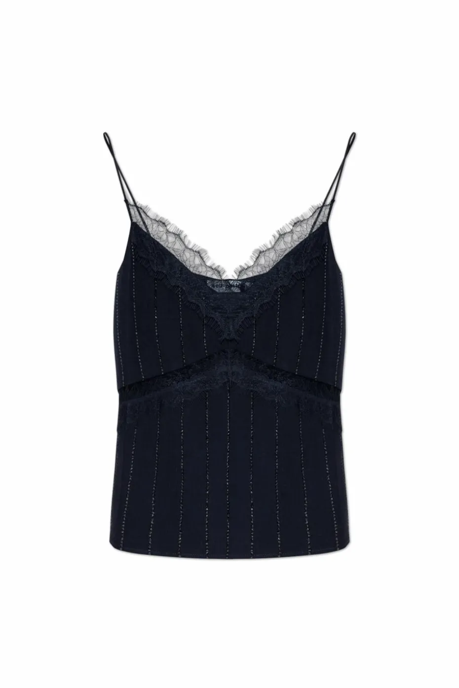 Self-Portrait NAVY BLUE Top with shimmering sequins