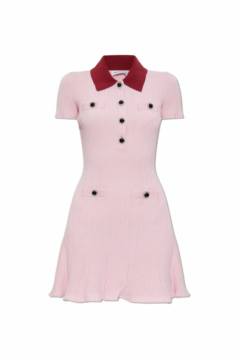 Self-Portrait PINK Ribbed dress with collar