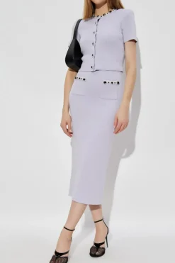 Self-Portrait PURPLE Pencil skirt with pockets