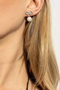 Self-Portrait SILVER Earrings with shimmering crystals