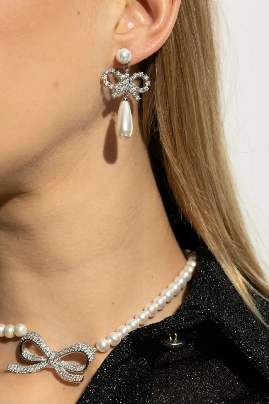 Self-Portrait SILVER Earrings with shimmering crystals