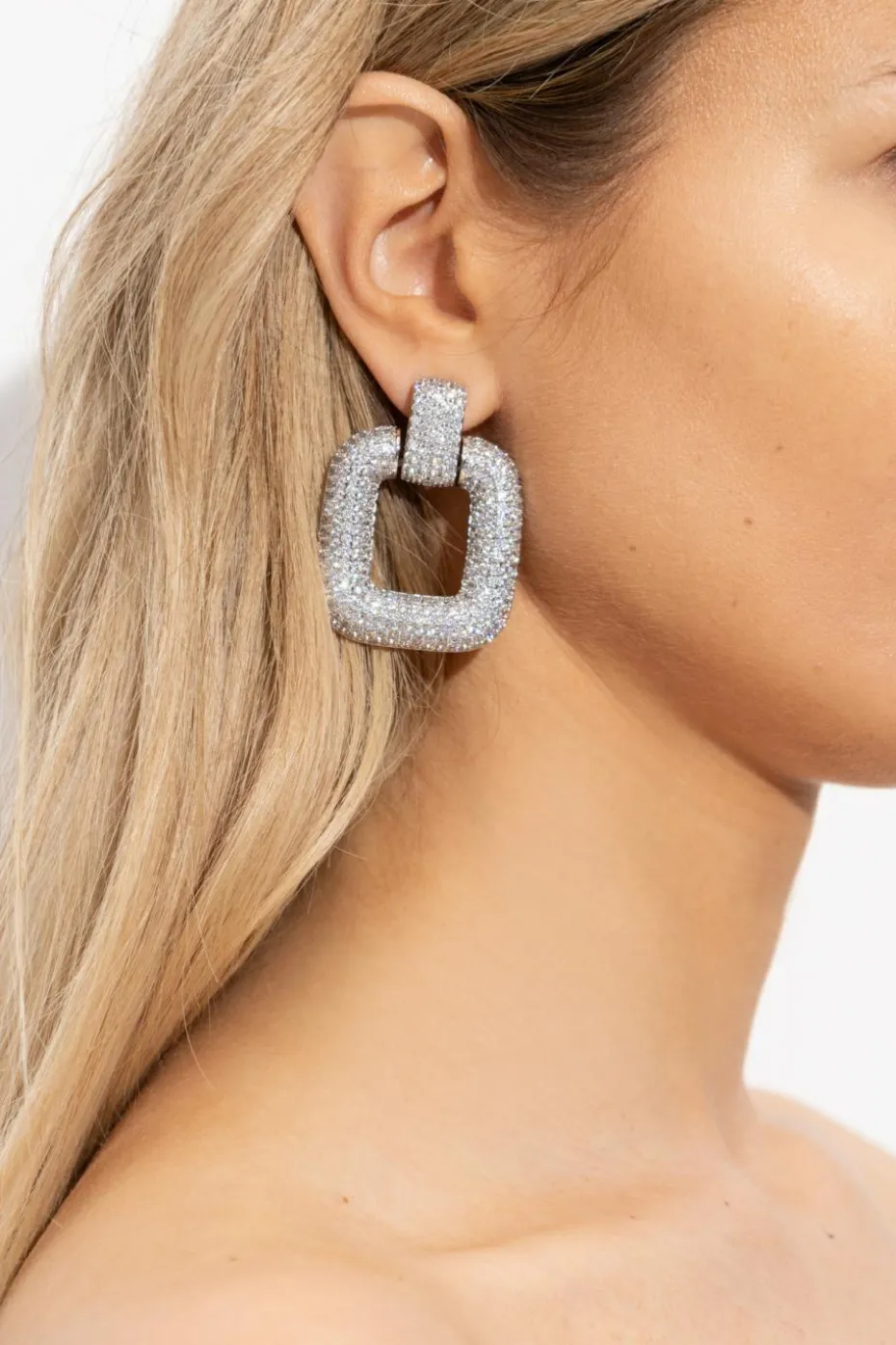 Self-Portrait SILVER Earrings with sparkling crystals